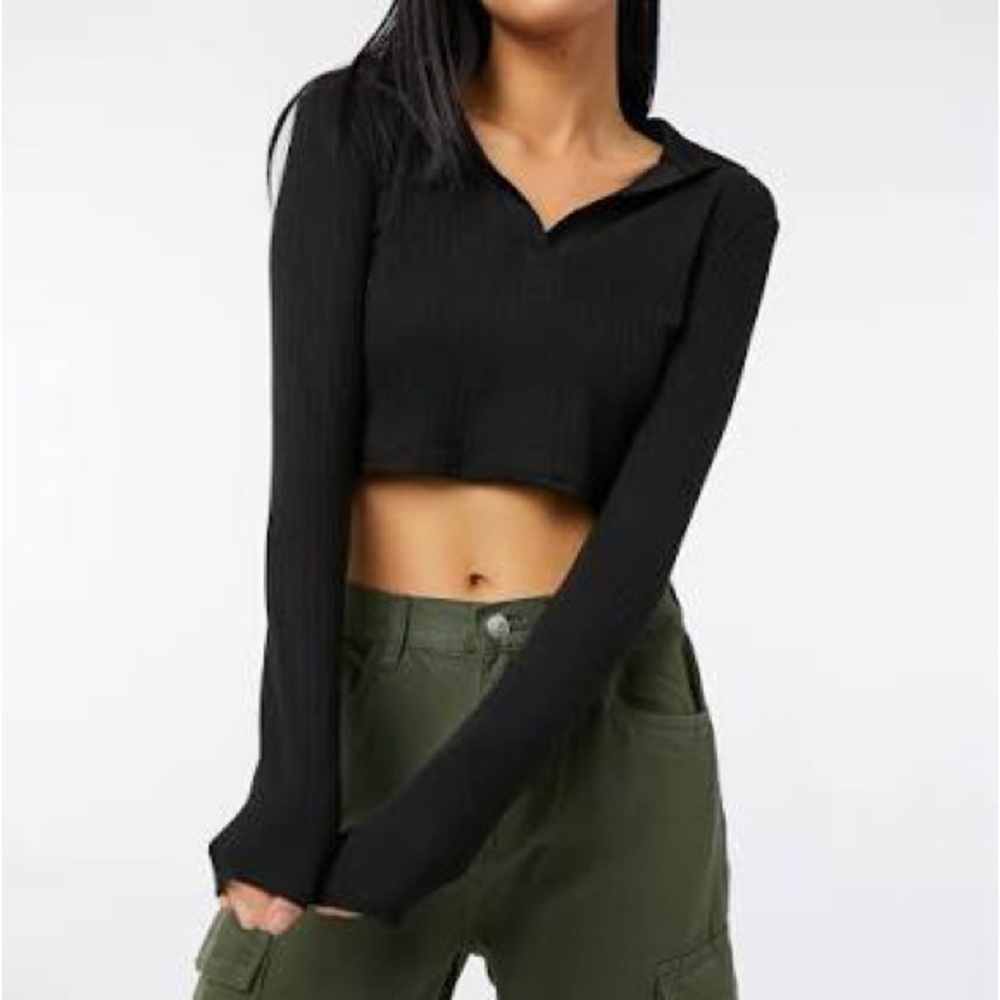 100% cotton Zara Cropped Long sleeve Polo Shirt